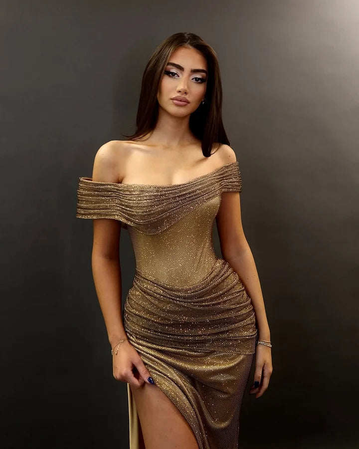 Sparkle & Shine Sleeveless Strapless Off-Shoulders Mermaid Sequins Prom Dress